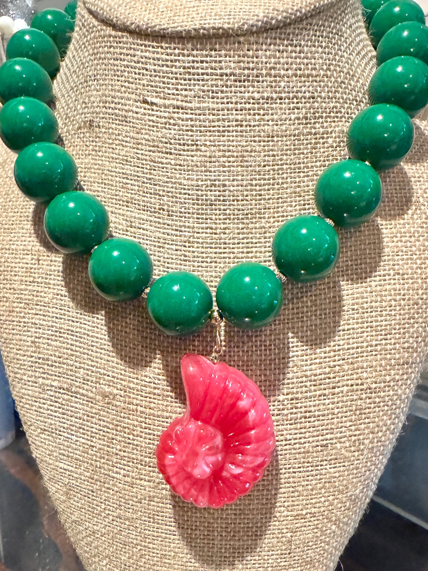 Green Resin Gumball with Pink Resin Shell