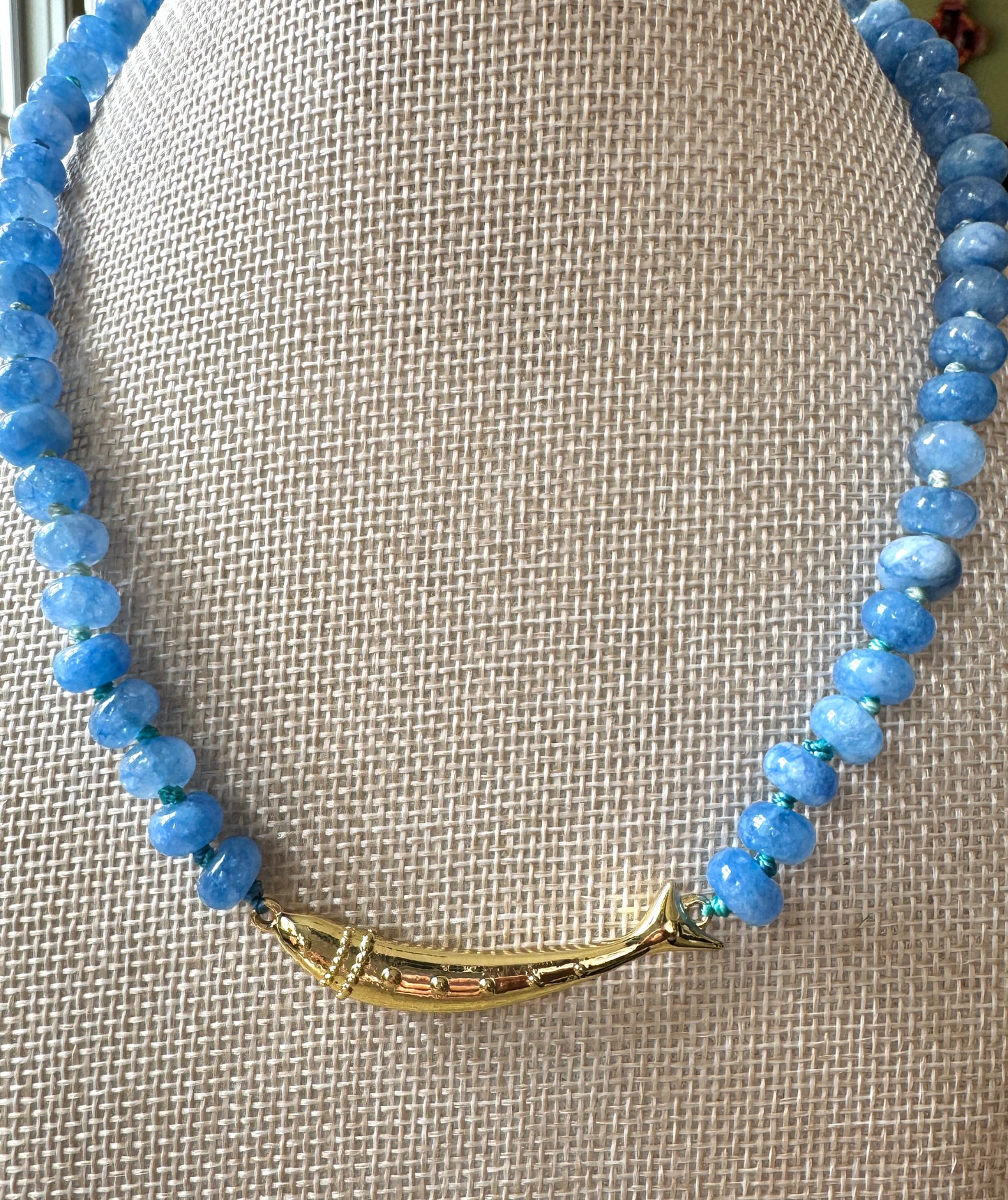 Blue Jade and Fish Necklace
