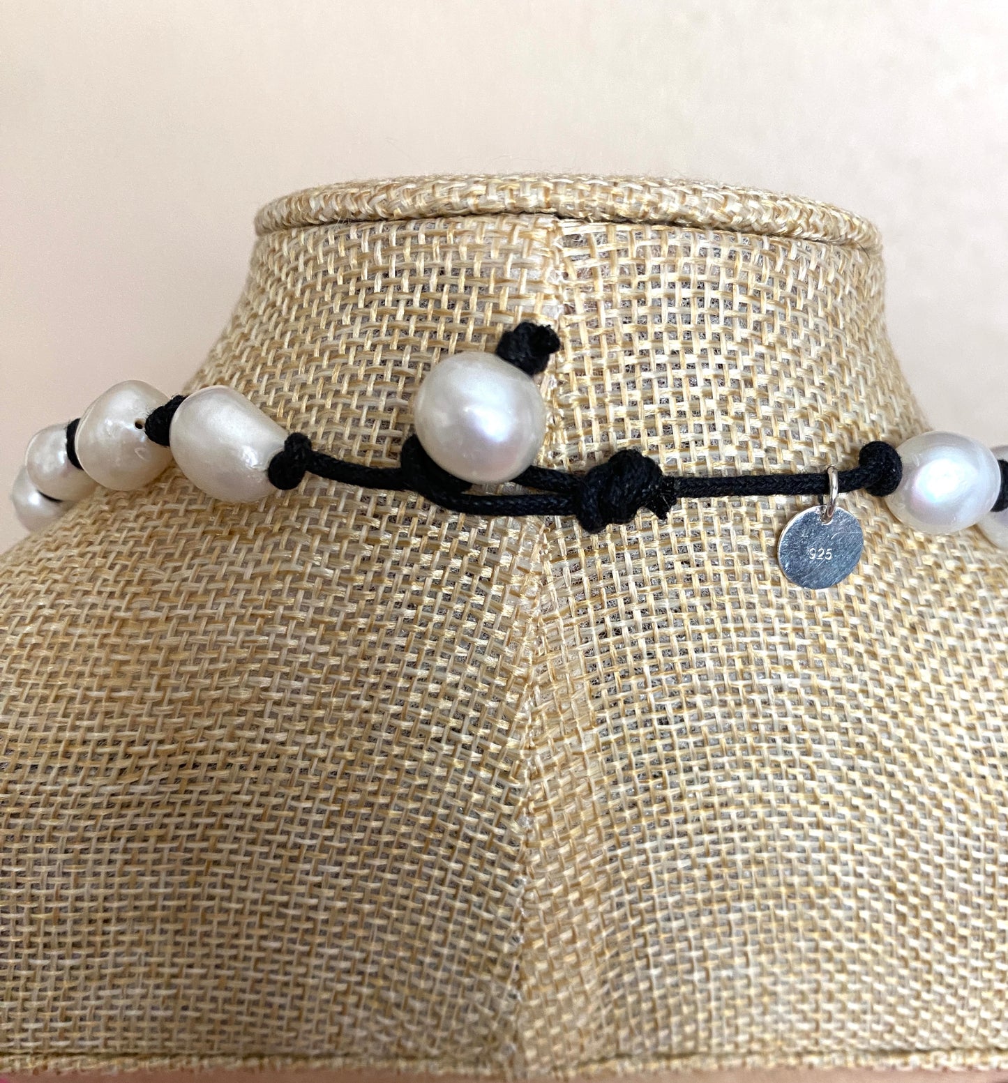 Handknotted Freshwater Pearl and Turquoise Squash Blossom Necklace