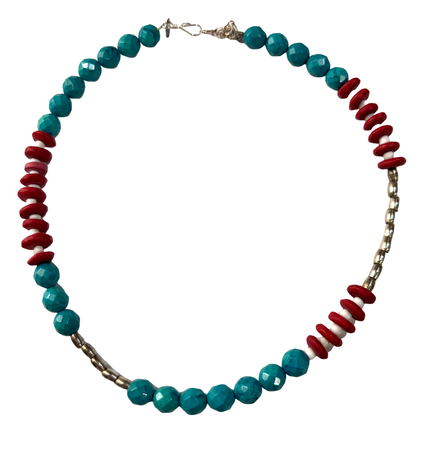 Turquoise and Red Clay Necklace