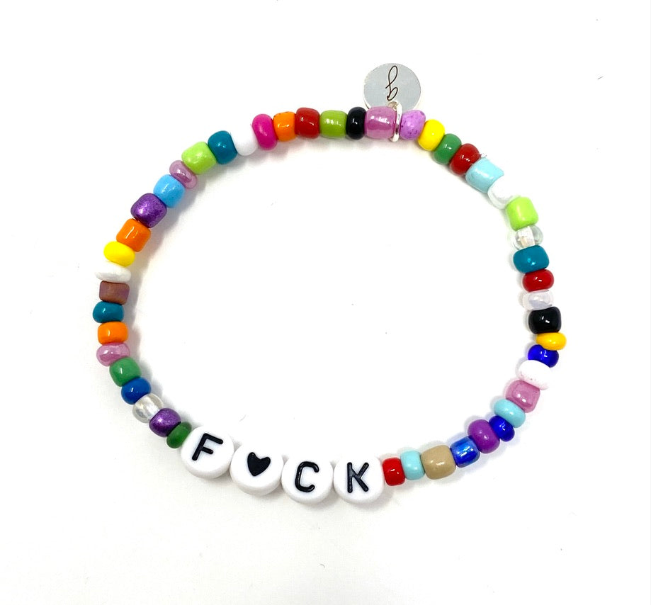 Seed Bead Wordie Elastic Bracelet (f*ck)
