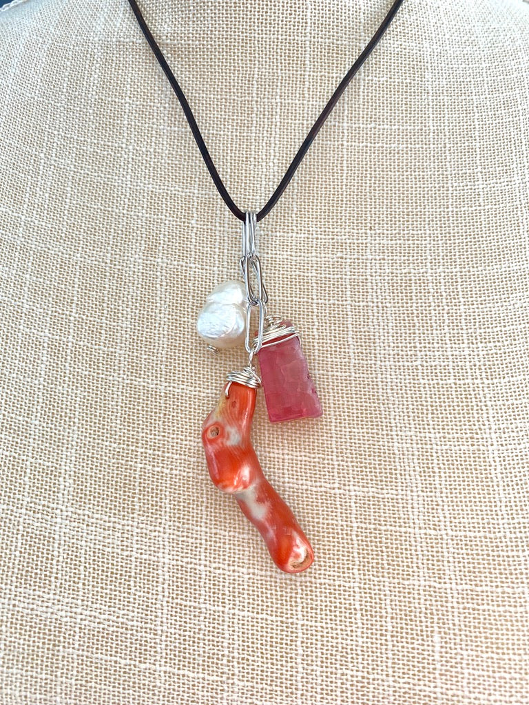 Leather Necklace with Summer Pendants