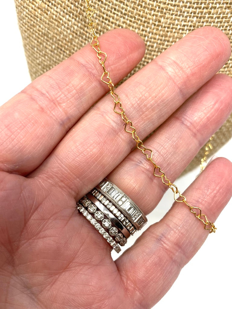 Delicate Gold Filled Heart Chain Necklace