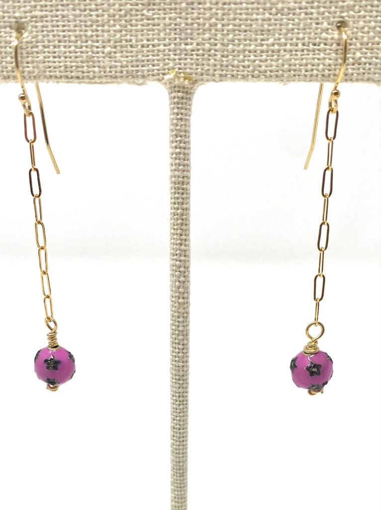 Enamel and Diamond Drop Earrings