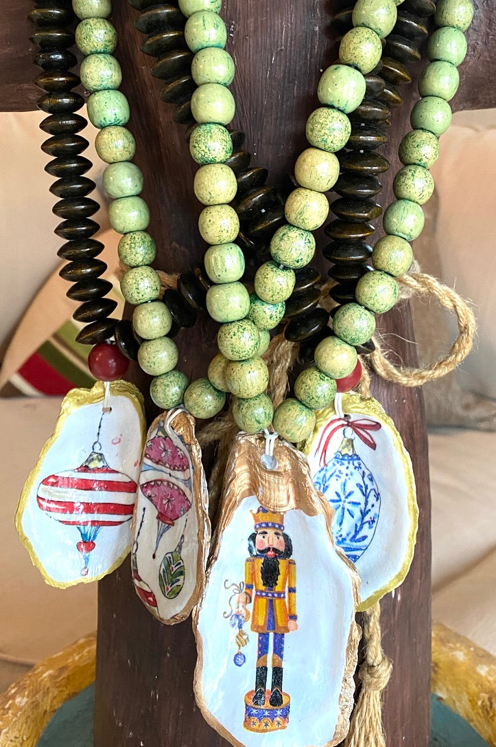 Decoupage Oyster Shell Blessing Beads