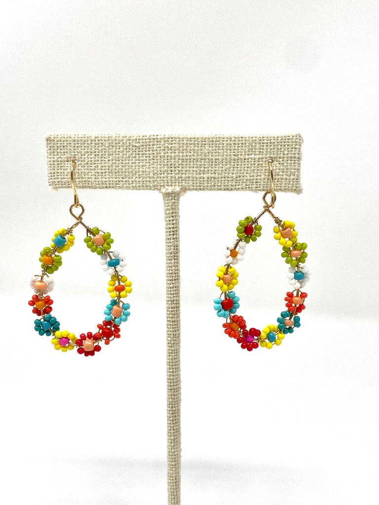 Tiny Seed Bead Flower Earrings