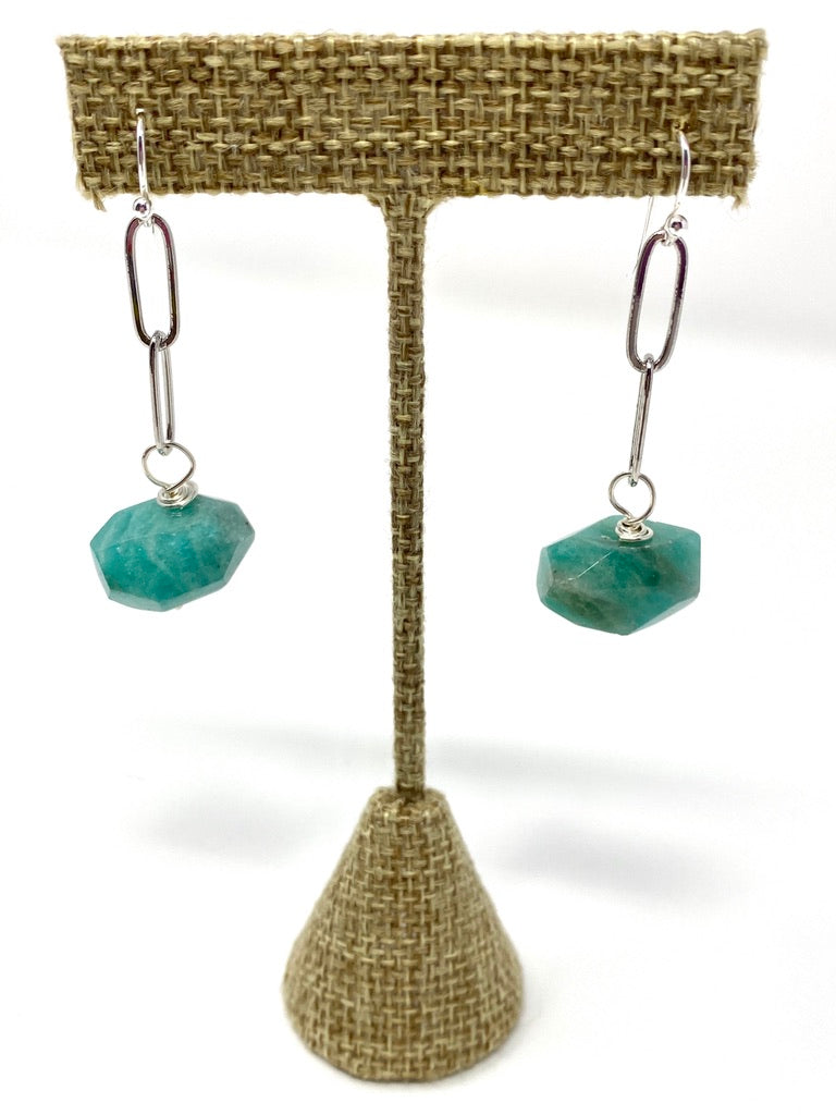 Amazonite Nugget on a Sterling Silver Ball Chain