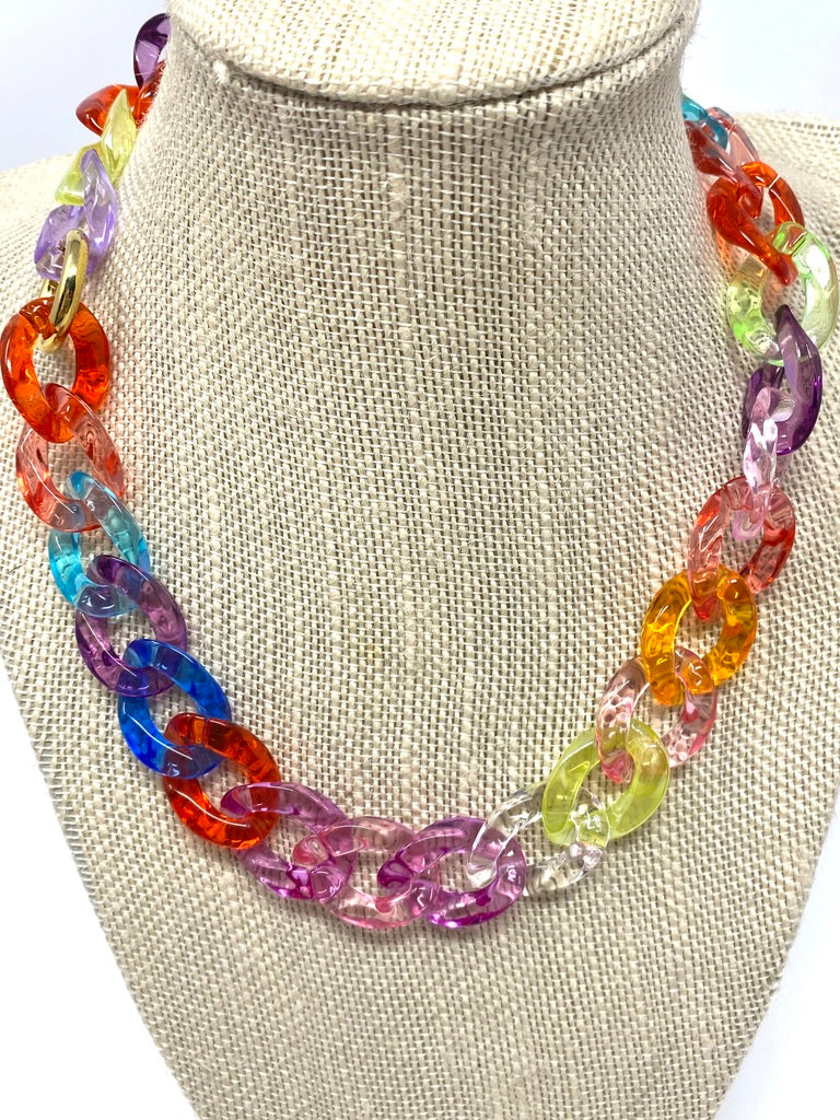 Multicolored Acrylic Link Necklace