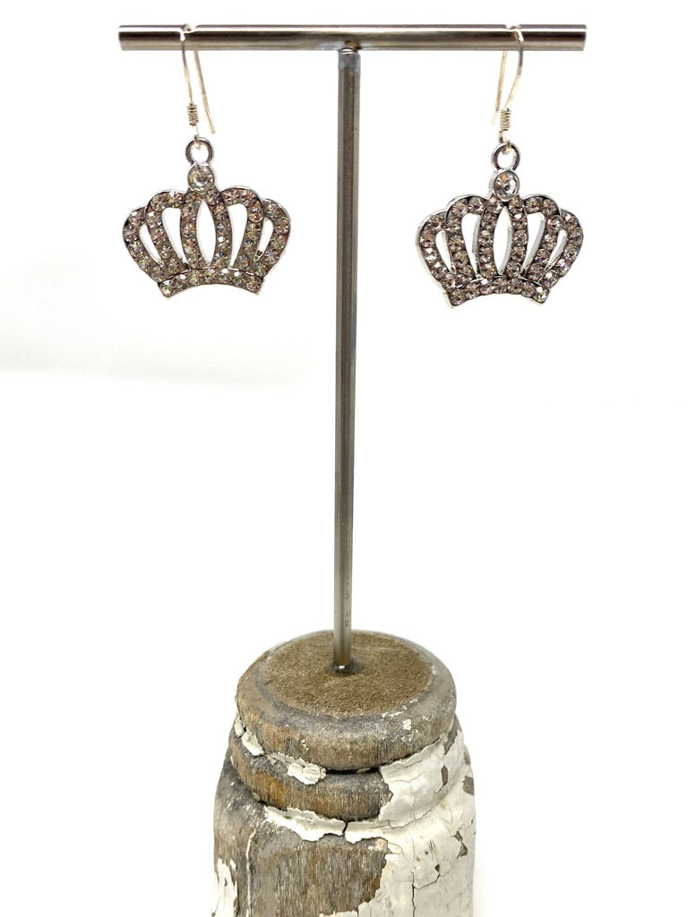 CZ Crown Earrings on Sterling Silver Ear Wire