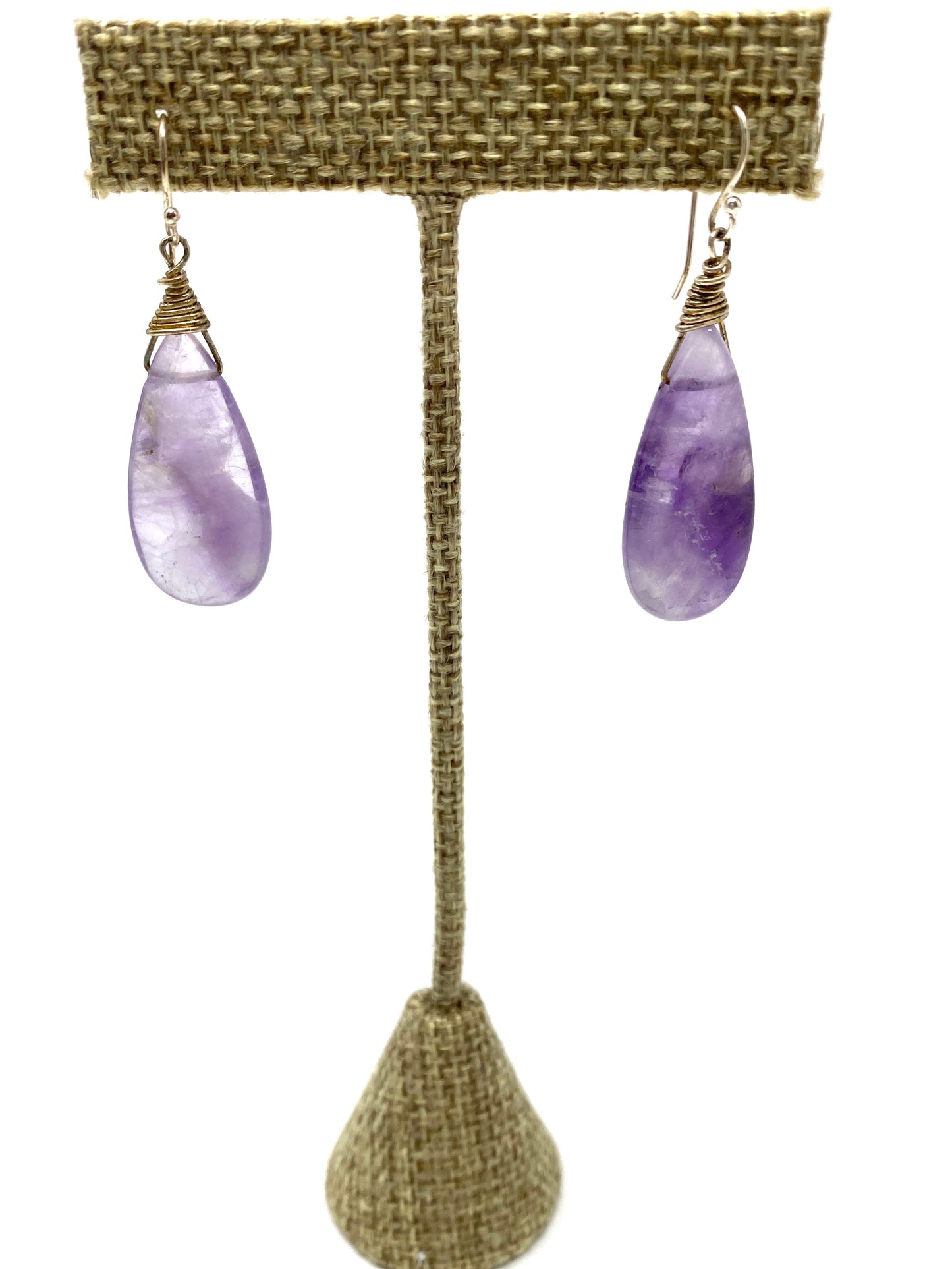 Amethyst Teardrop Earring With Sterling Silver Wire
