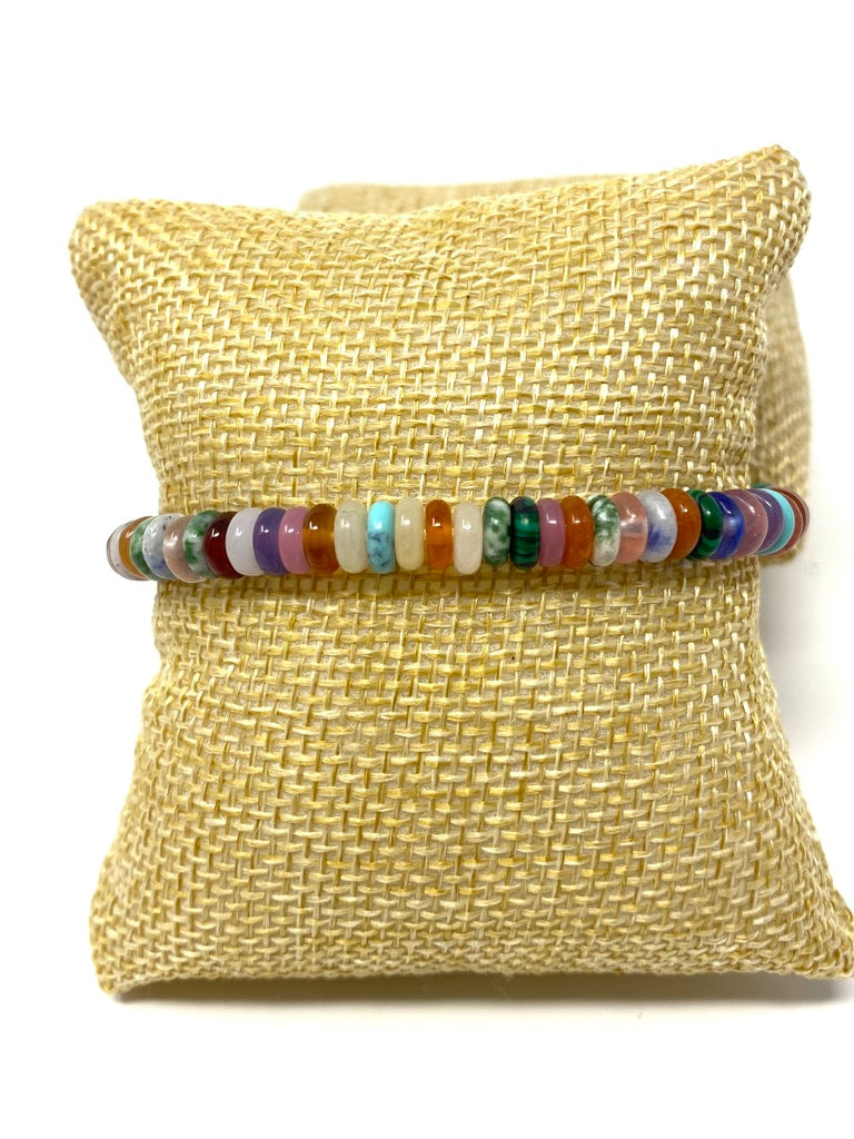 Multicolor Jasper Elastic Beaded Bracelet