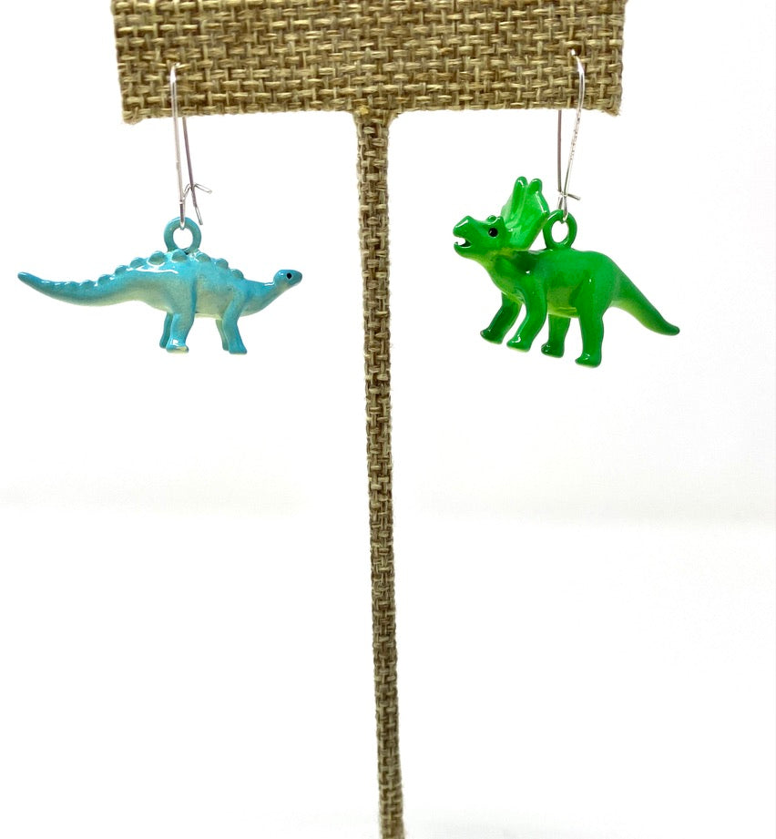 Dinosaur Earrings on Sterling Silver Earring Wire