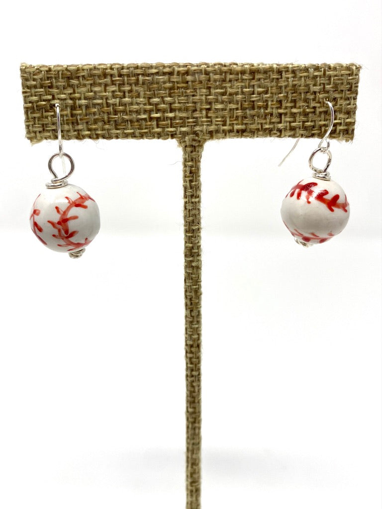 Ceramic Baseball Earrings