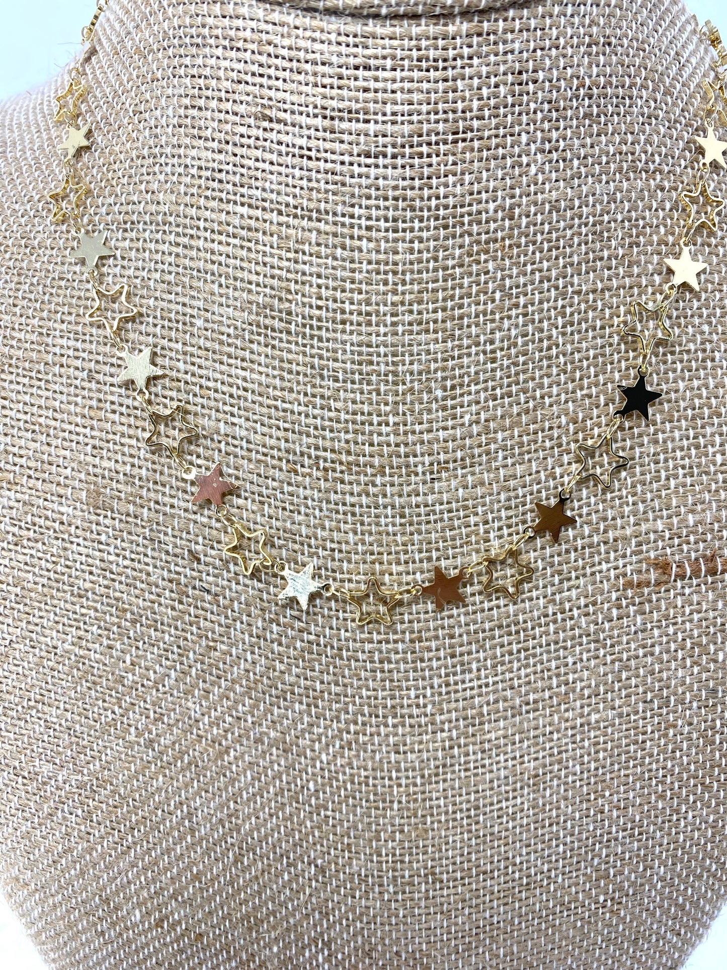 Gold Filled Solid and Silhouette Star Necklace
