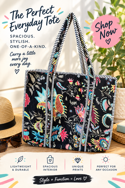 Quilted Cotton Tote Bag