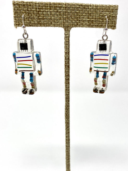 Acrylic Robot Earrings on Sterling Silver Earring Wire