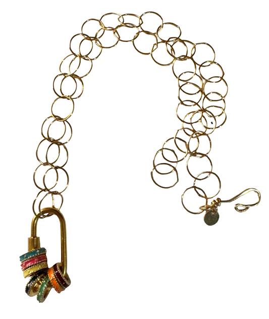 Rainbow Enamel Spacer Necklace