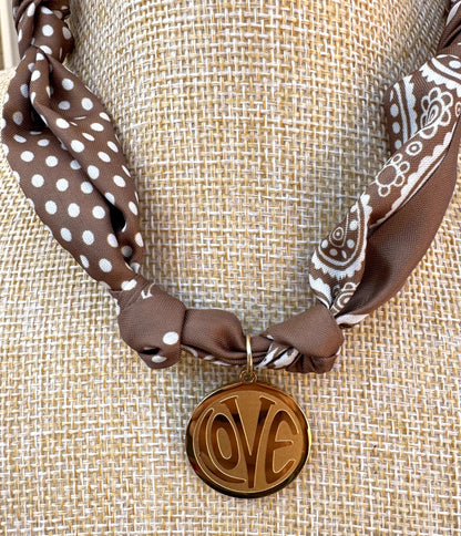 Silk Bandana Love Necklace (circle)