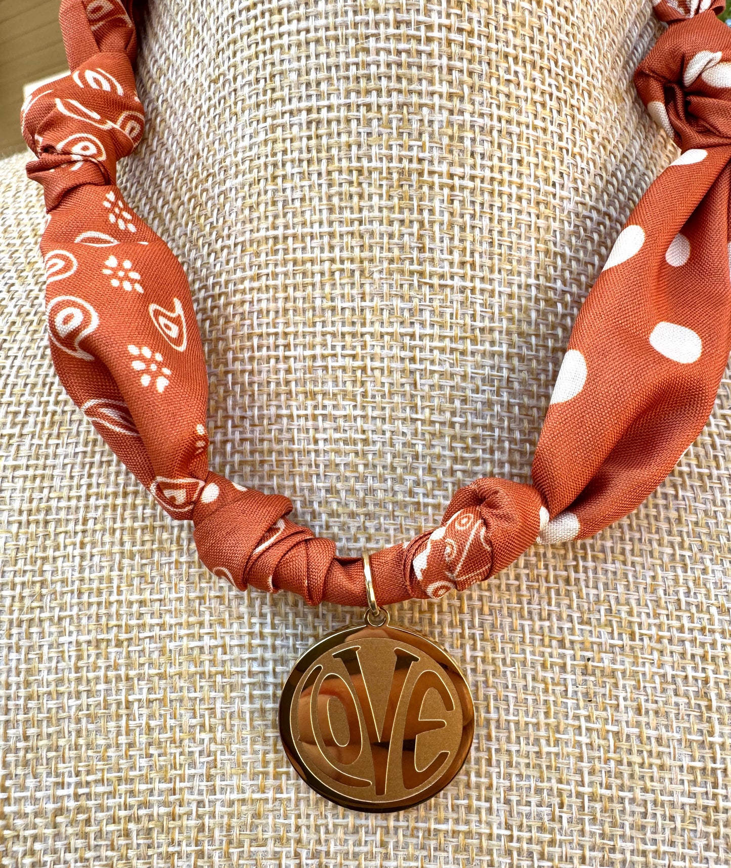 Silk Bandana Love Necklace (circle)