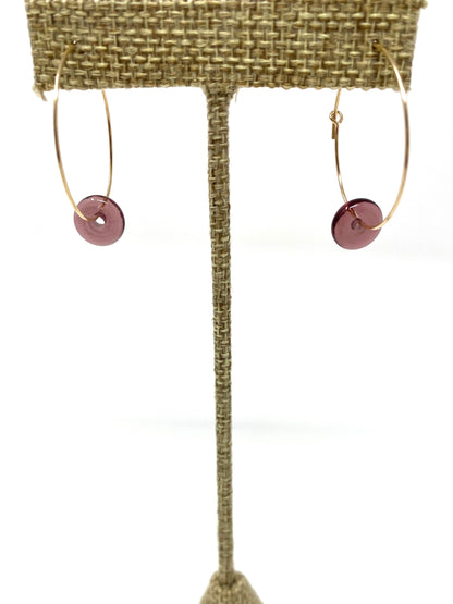 Gold Filled Hoop Earrings With Lucite Discs