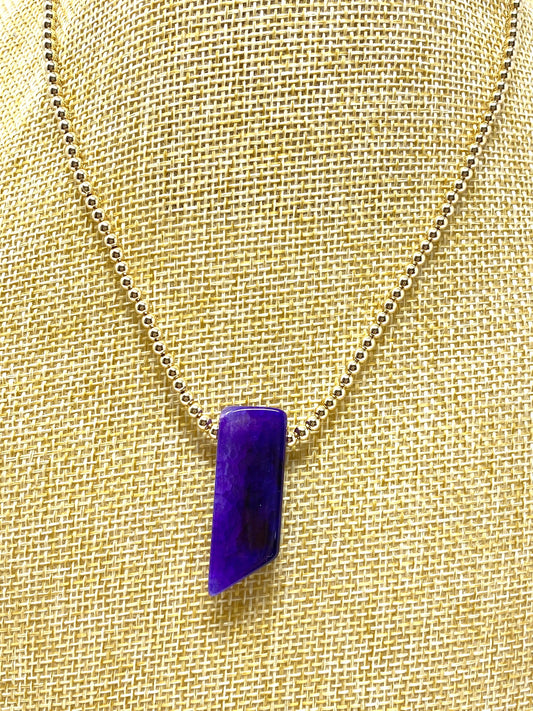 Gold Filled Necklace With Sugilite Spear