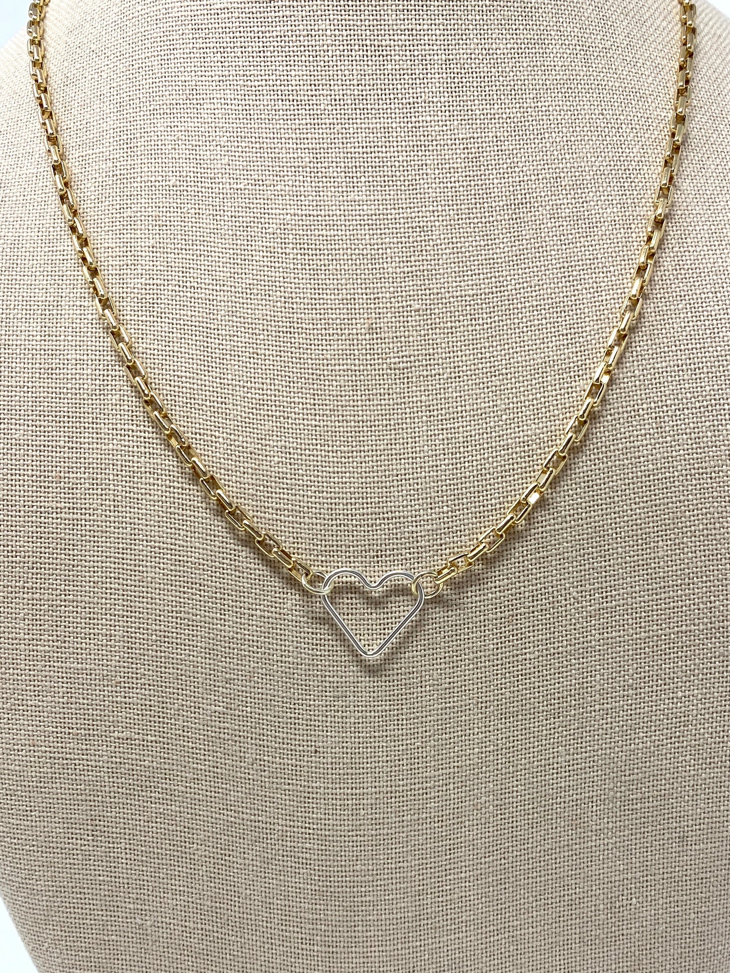 Gold Filled Petite Paperclip Necklace With Sterling Silver Heart