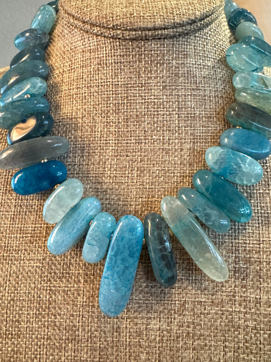 Chunky Blue Agate Necklace