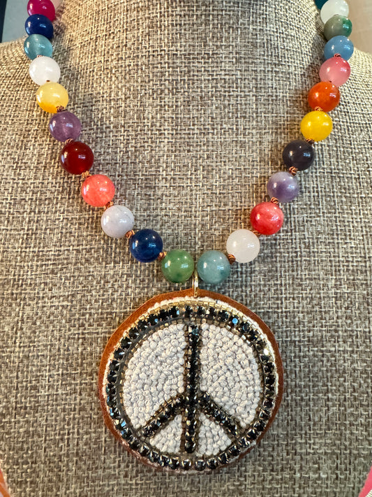 Multicolor Jade and Peace Necklace
