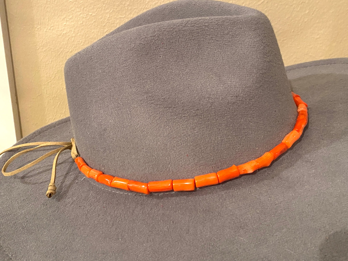 Orange Coral Beaded Hat Band