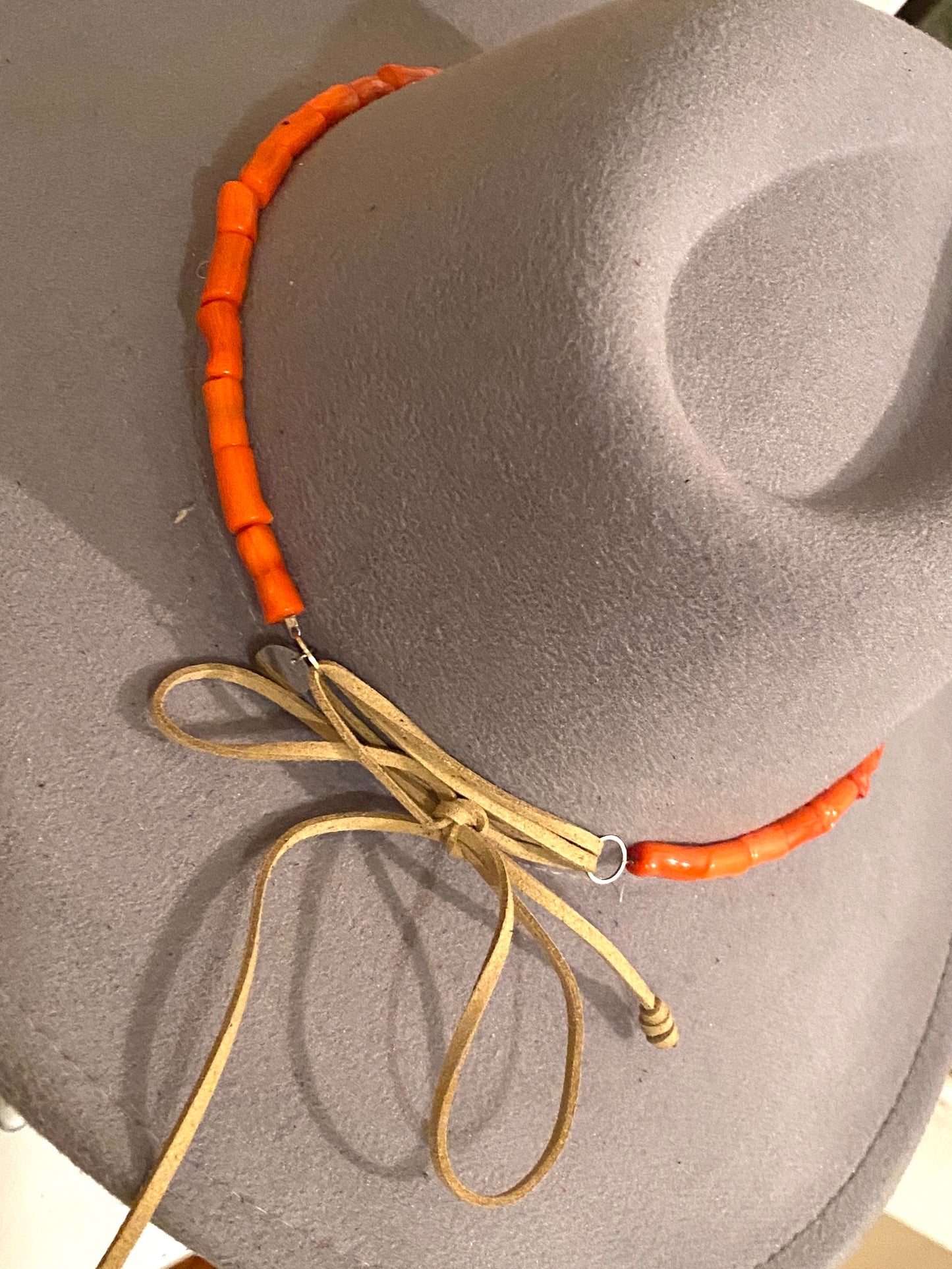 Orange Coral Beaded Hat Band