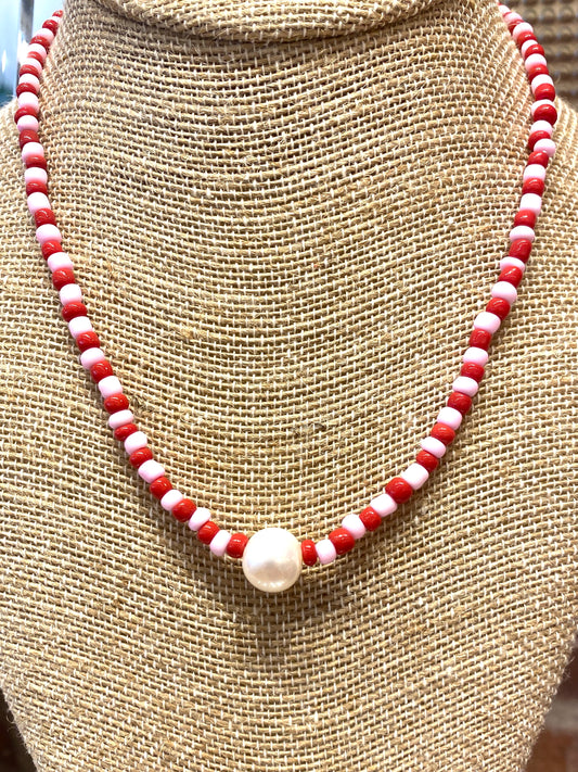 Seed Bead and Pearl Necklace