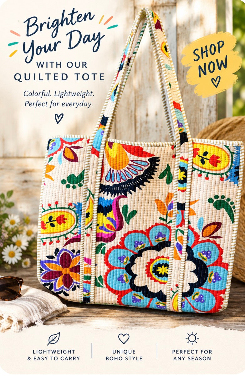Quilted Cotton Tote Bag