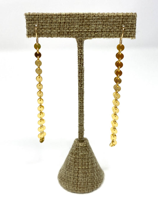 Gold Filled Sequin Chain Earrings