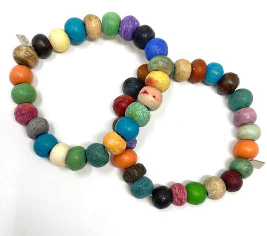 Multi Color Mala Elastic Beaded Bracelet