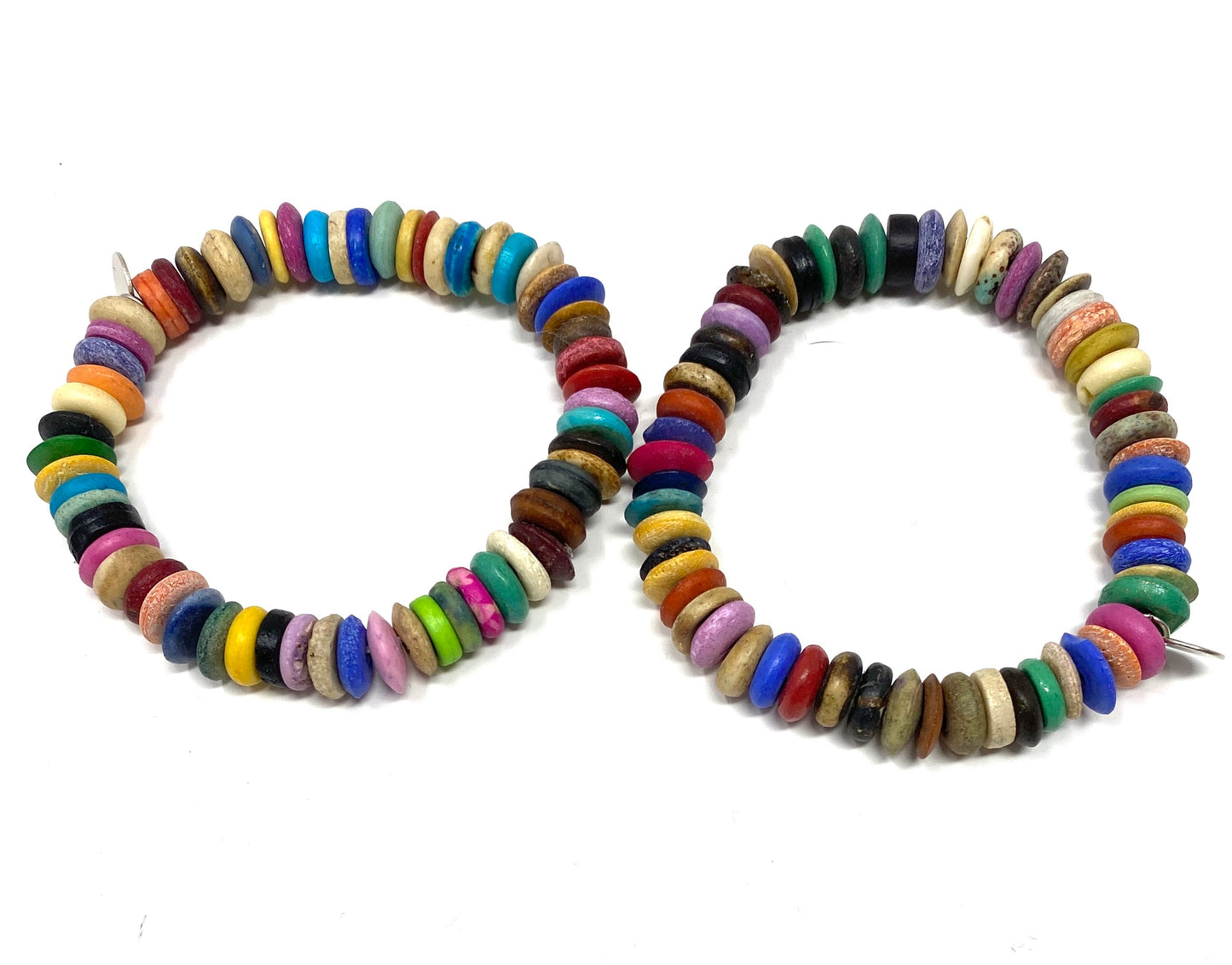 Multi Color Mala Disc Beaded Elastic Bracelet