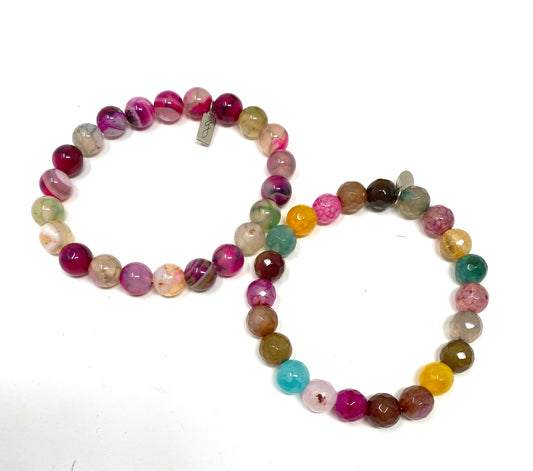 Multicolor Jasper Beaded Elastic Bracelet