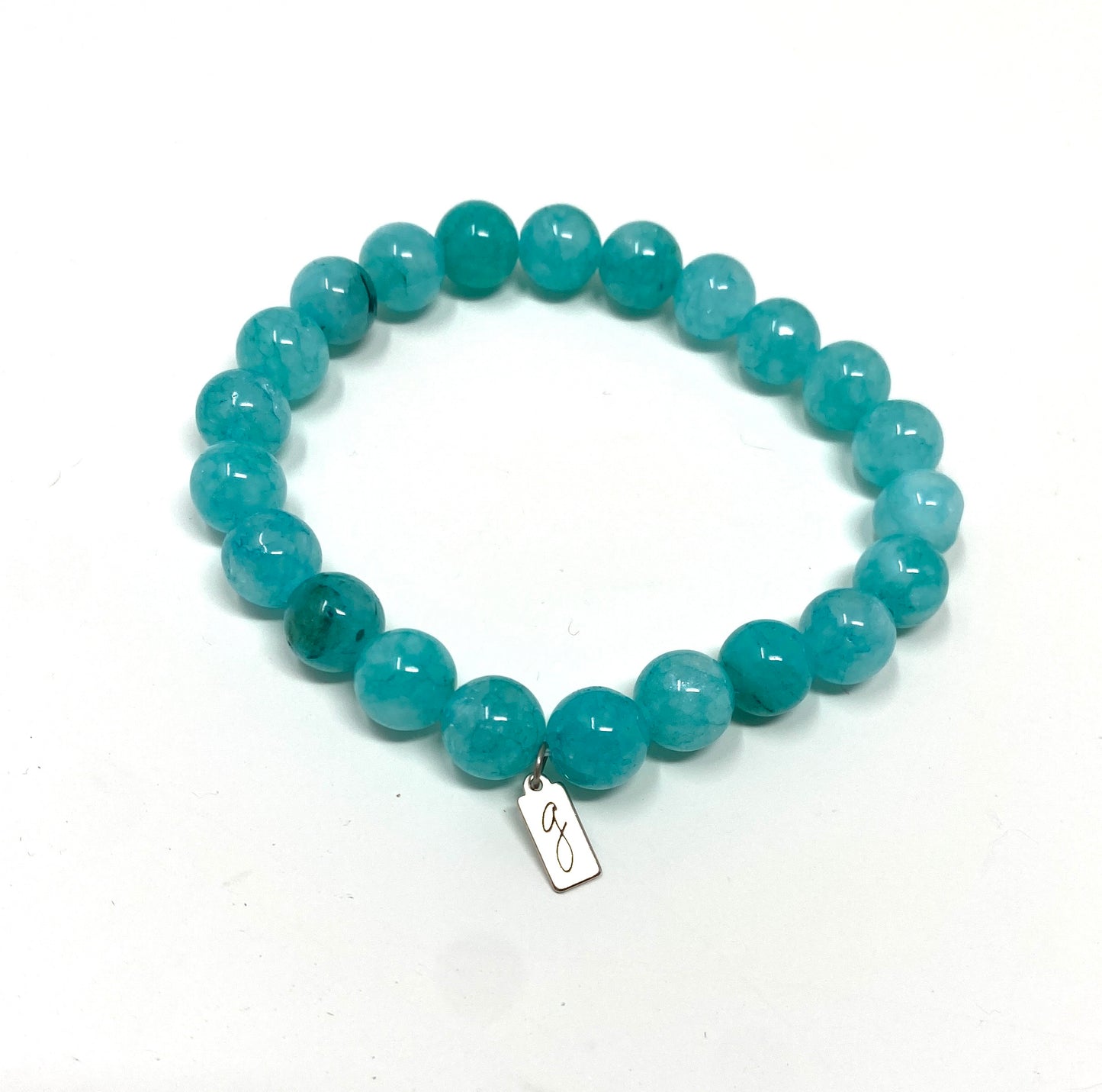 Blue Turquoise Jade Beaded Elastic Bracelet