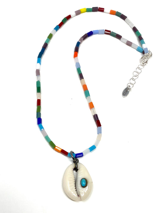 Cowrie and Turquoise Necklace