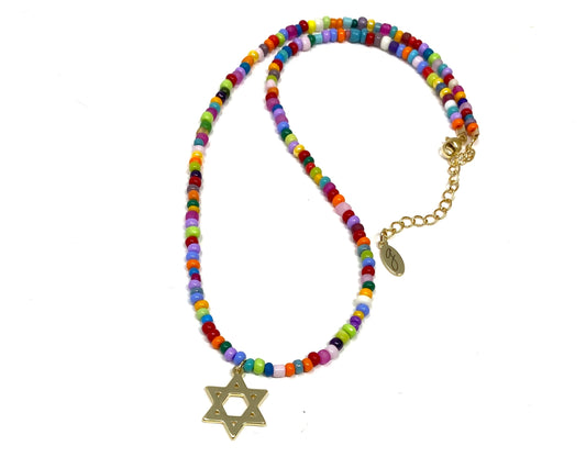 Seed Bead Star of David Necklace