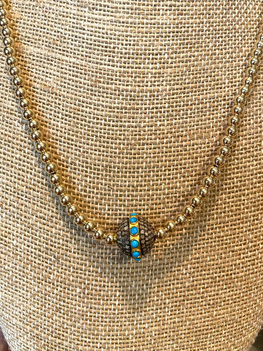 Diamond and Turquoise Necklace