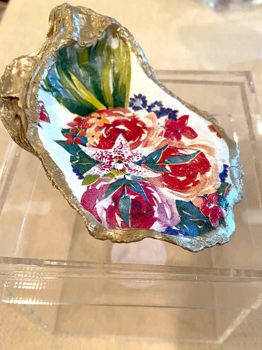 Large Acrylic Keepsake Box-Decoupage Oyster