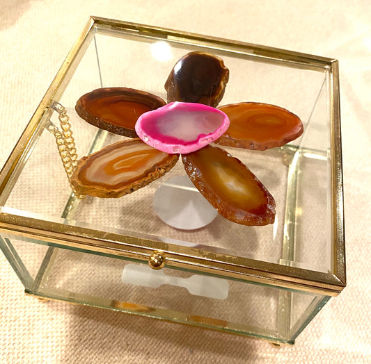 Large Glass Keepsake Box-Agate Design