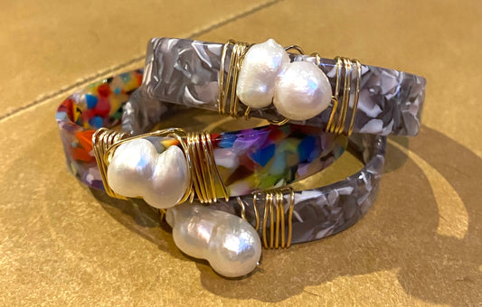 Acrylic Cuff With Pearl