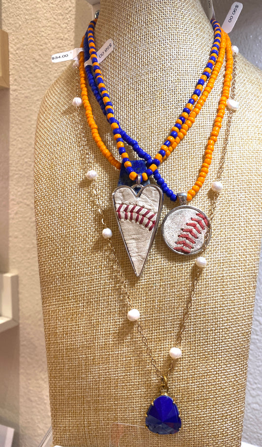 Seed Bead Baseball Necklace