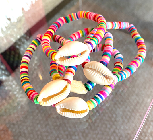 Shell and Rubber Disc Bracelet