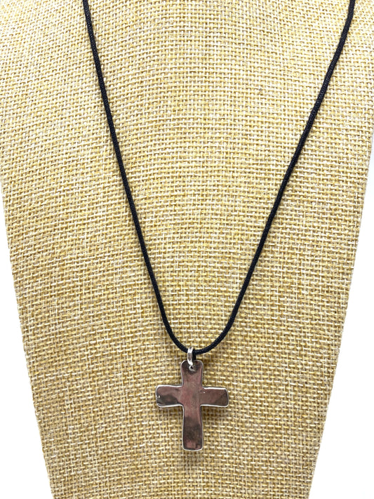 Black Cord Cross Necklace