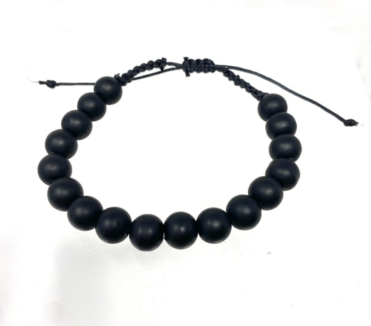 Black Beaded Macrame Bracelet