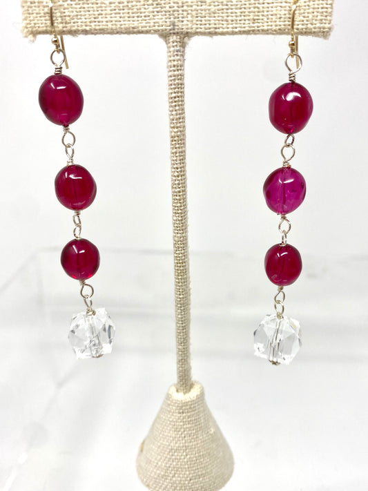 Fuschia and Acrylic Earrings