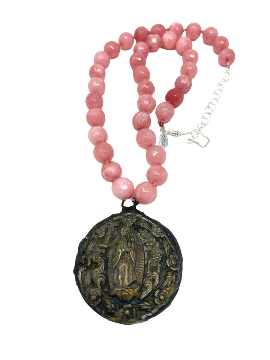 Jade Necklace With Virgin Mary Pendant