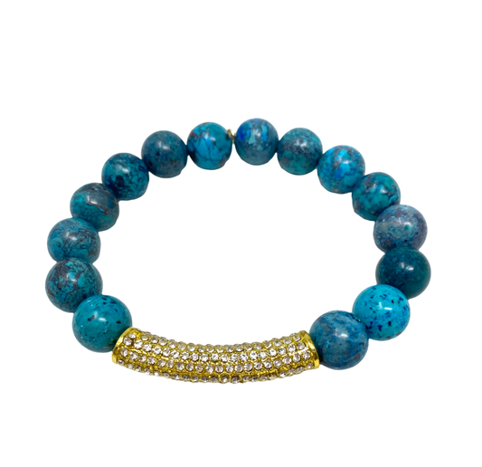 Turquoise and CZ Elastic Bracelet